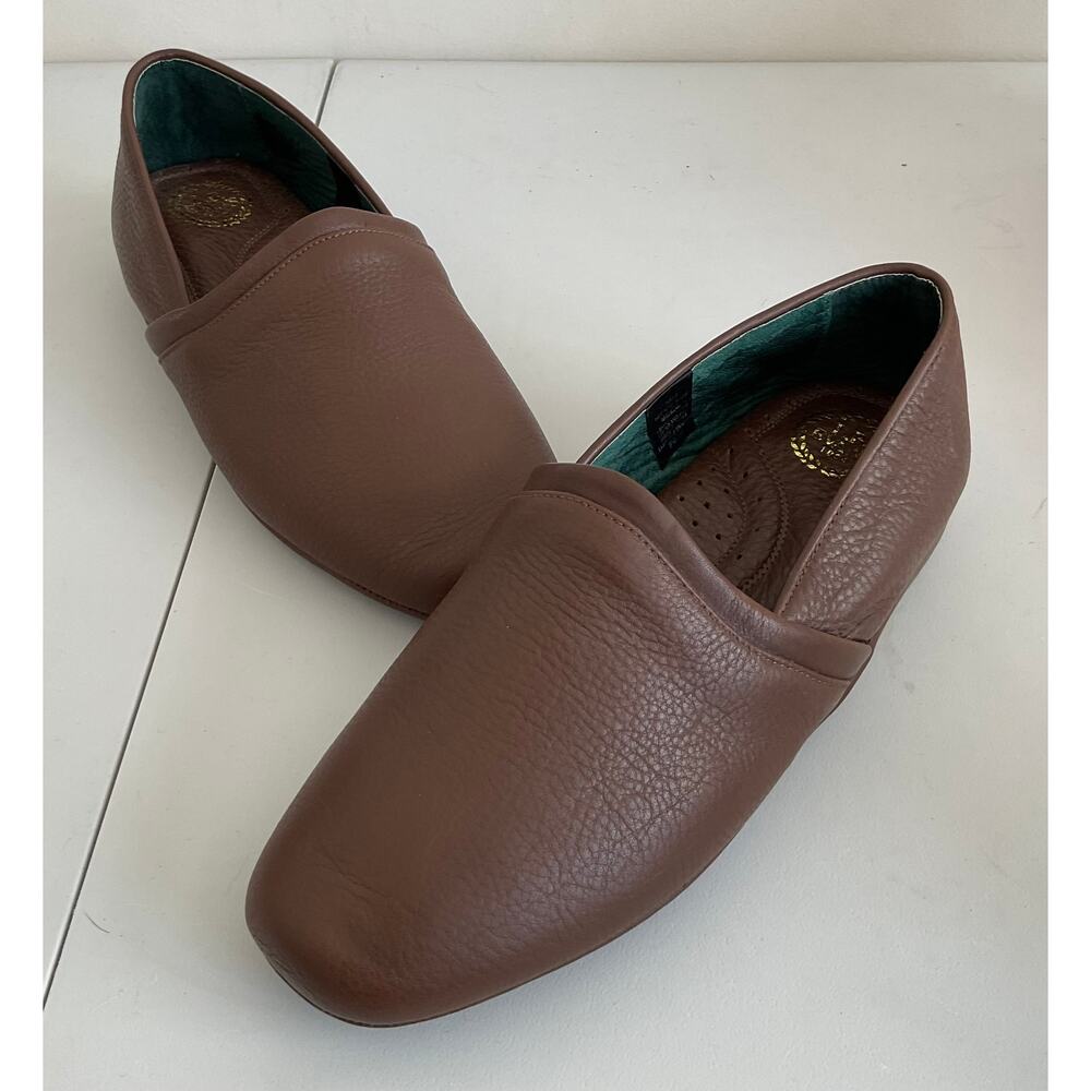 LB Evans Aristocrat Opera Full Grain Brown Leather Slippers Size 9EEE